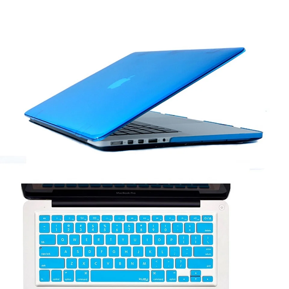 Прозрачный чехол для Macbook Air Pro retina 11 12 13 15 с силиконовой клавиатурой, чехол для ноутбука, чехол для Mac Book 11 12 13 - Цвет: Небесно-голубой