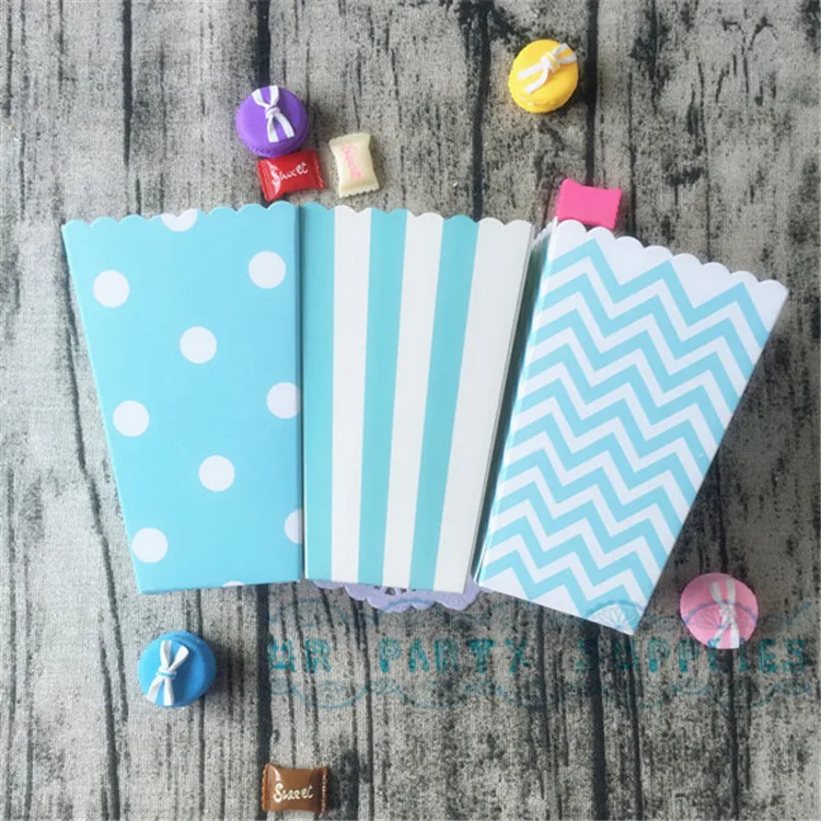 Бесплатная доставка 300 шт. светло-голубая коробка для попкорна детского душа