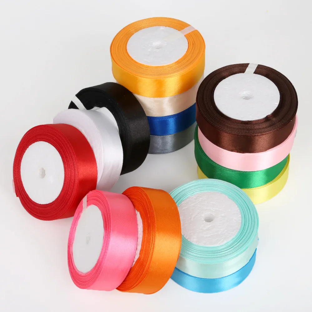 Горячая Распродажа 25 ярдов (25 мм) Шелковая атласная лента для самостоятельного