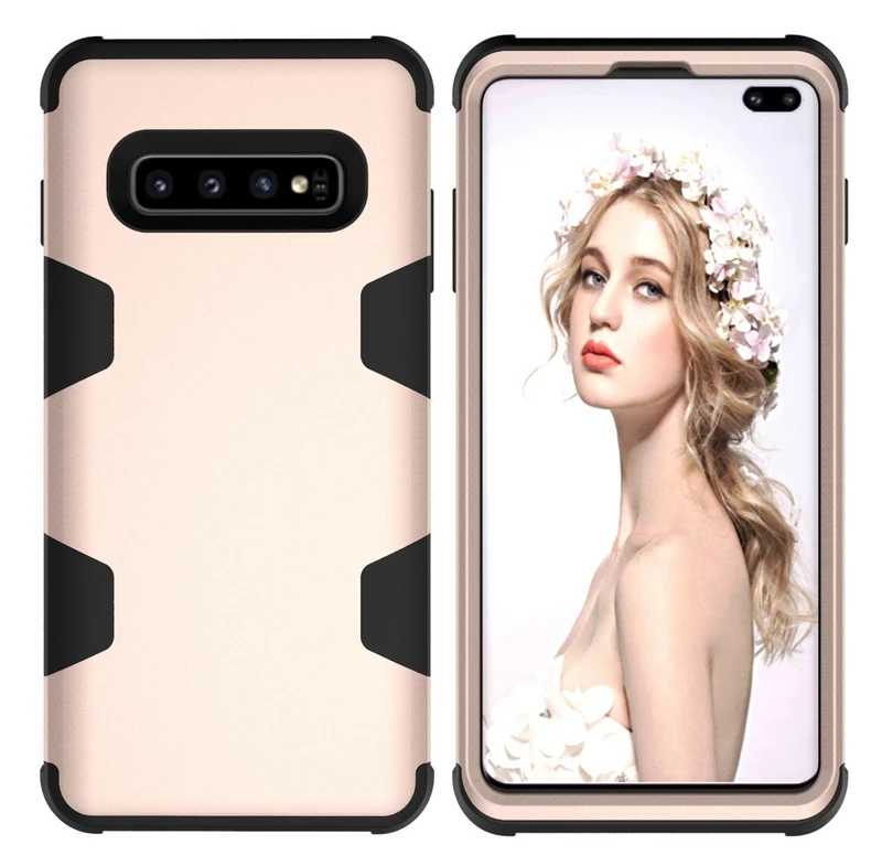 Golden and Black 3in1 Гибридный телефон с противоударной защитой чехол для samsung Galaxy Note 9 8 S10E S10 S9 S8 плюс J7 резина+ ПК жесткий прочный чехол s - Цвет: Golden and Black