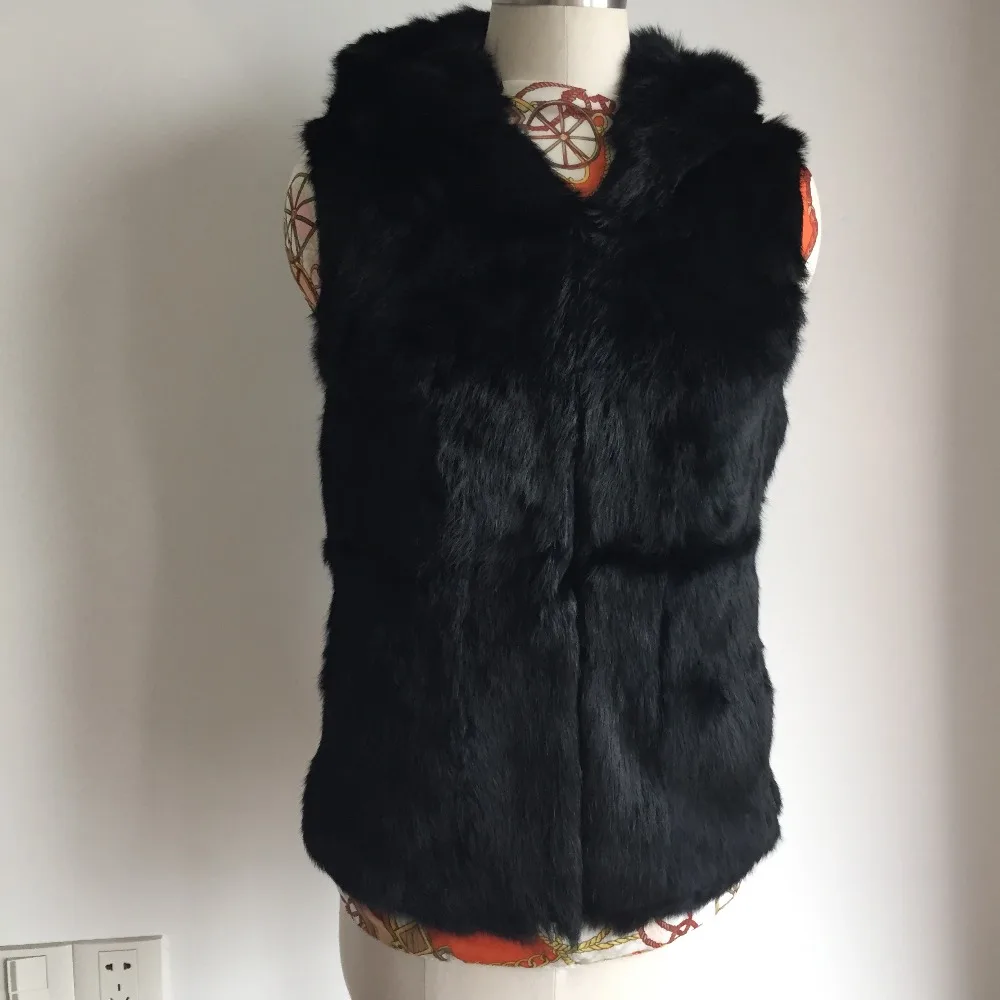 Жилет из натурального кроличьего меха цельная безрукавка цельного кролика TSR23