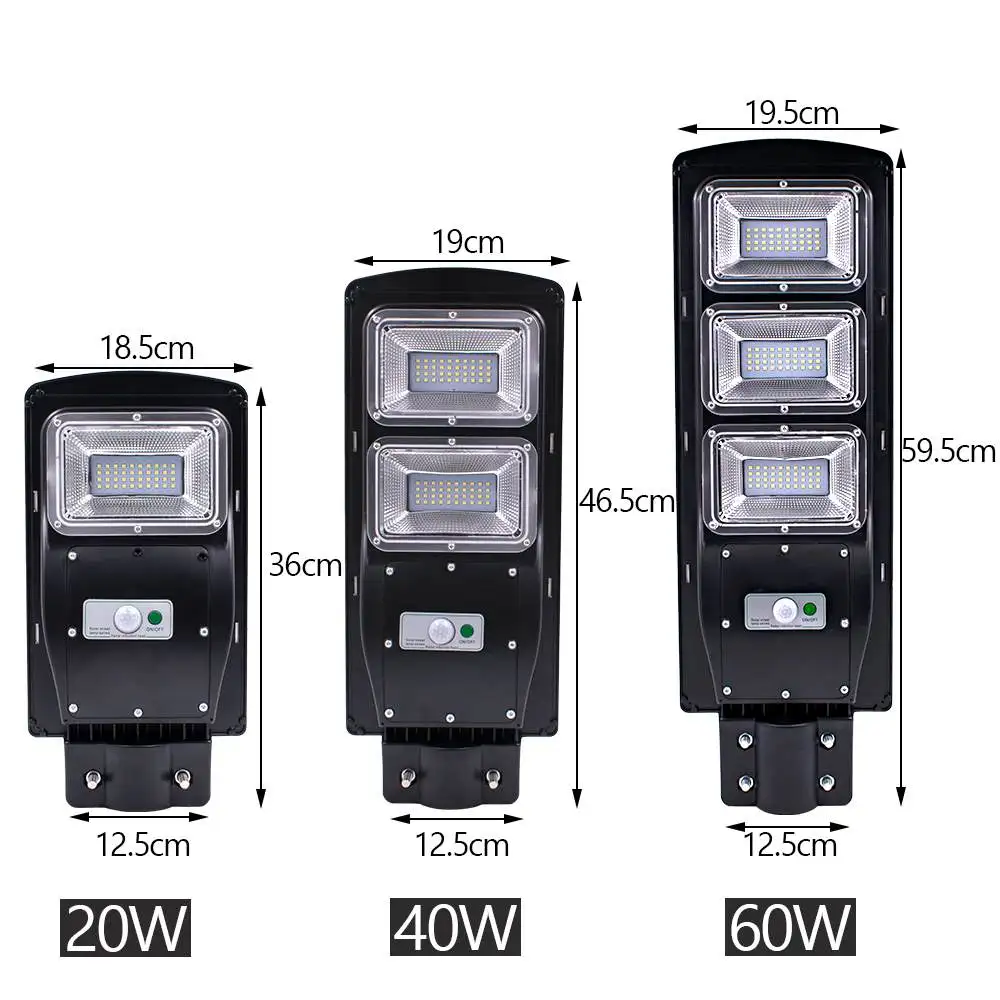 Mising 80Leds 30/60W LED Solar Lamp Solar Powered Outdoor PIR Motion Sensor Garden Wall Street Lamp Black/Gray Shell Waterproof