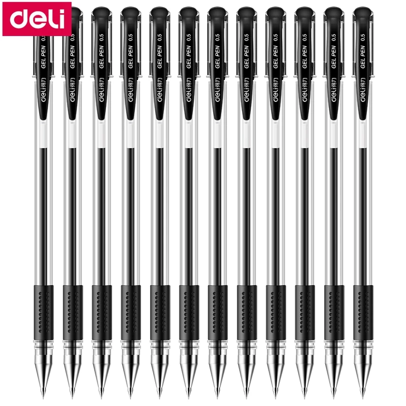 1 шт. 3 шт. 12 шт. Deli 6600 гелевая ручка мм 0,5 мм роликовая шариковая ручка гелевая чернильная ручка 3 цвета черный/красный/синий опционально Китай Топ бренд Deli