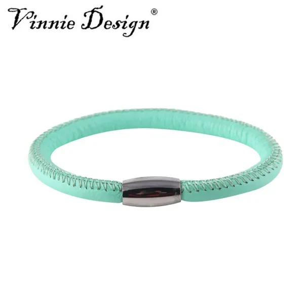 Vinnie дизайн Jewelry бесконечные ювелирные украшения браслет мятный Одноместный поворот пояса из натуральной кожи браслеты 20 см