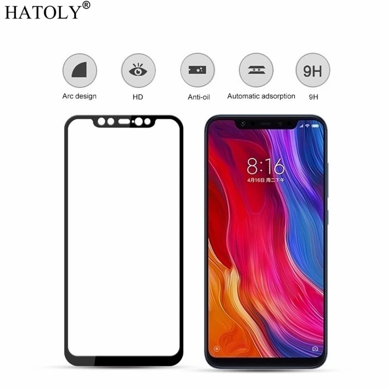 2 шт. закаленное Стекло для xiaomi mi 8 Экран протектор полное покрытие 3D изогнутая