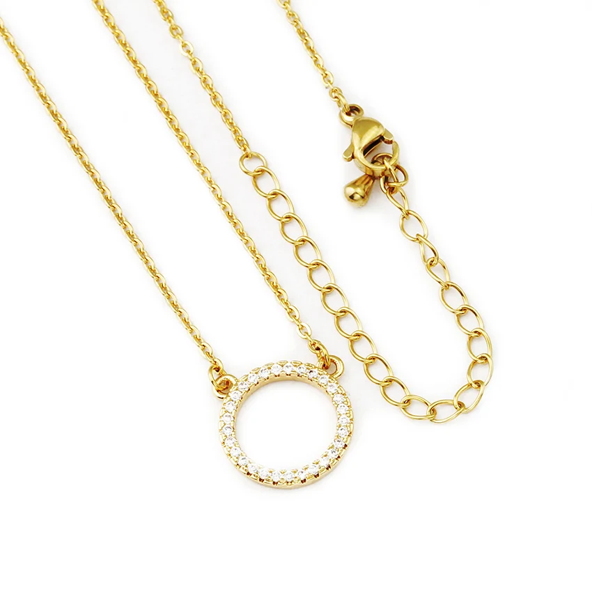 Crystal Eternity Karma Circle Pendant Necklace Micro Pave Cubic Zirconia Simple Round Shaped Chain Women Choker Jewelry|circle pendant necklace|chain