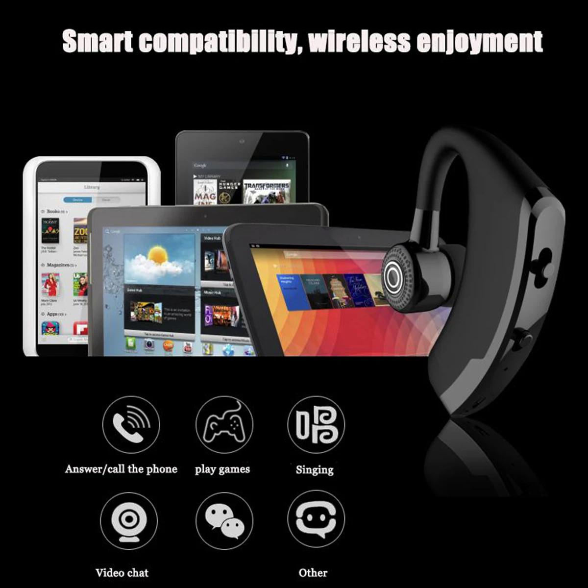 Bluetooth наушники V9 Беспроводные спортивные с одним ухом bluetooth 4 0 гарнитура для