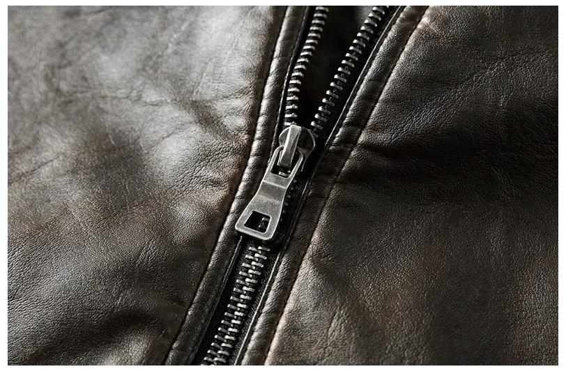 2019 натуральная кожа куртка Для мужчин для мотоциклов Винтаж коричневый черный