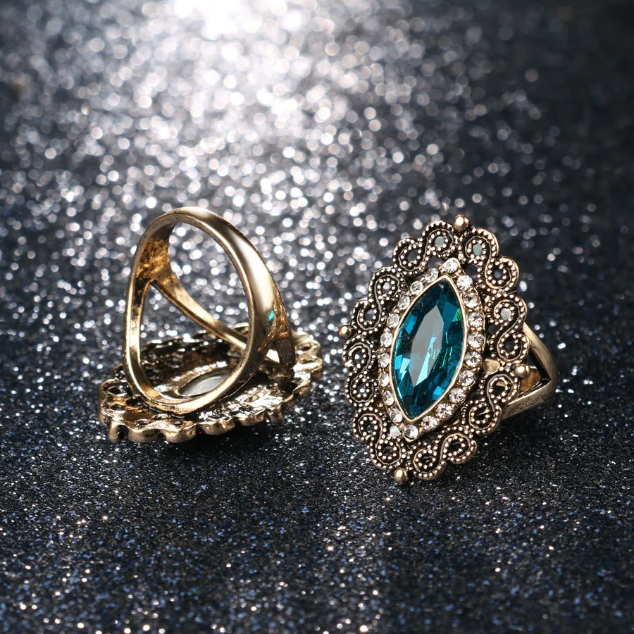 Модные Винтажные обручальные кольца Kinel для женщин античное Золотое кольцо с