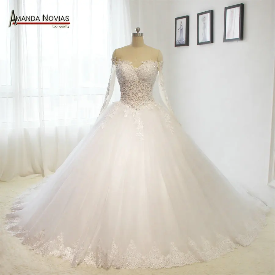 2018 Новое поступление vestidos de casamento с открытыми плечами Длинным Рукавом Кружевная