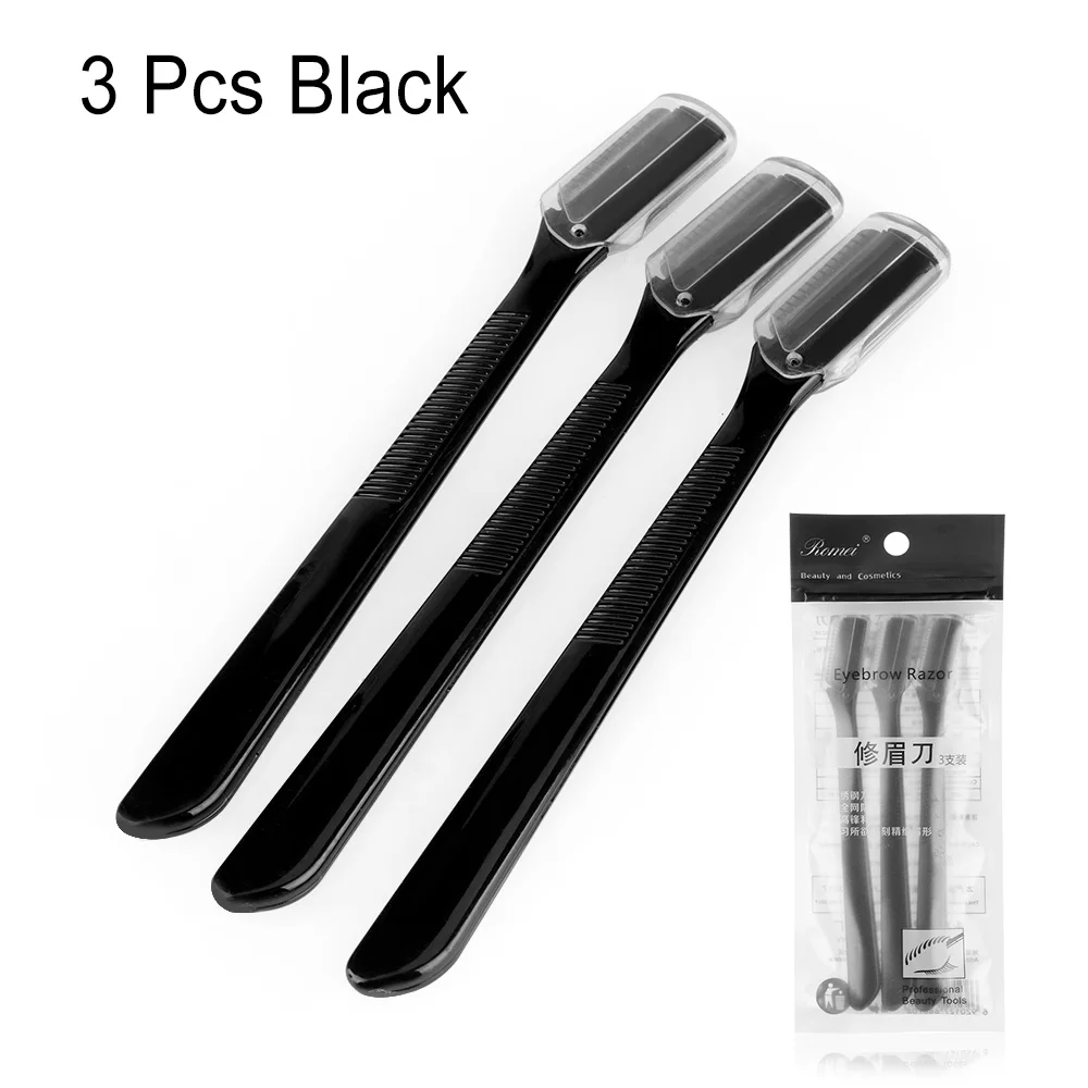3 Pcs Black 1/3 шт. Портативный триммер для бровей лица волос Бритвы Для женщин бровей Бритва триммер для волос снятие макияжа инструменты складной бровей для макияжа инструмент - Цвет: 3 Pcs Black