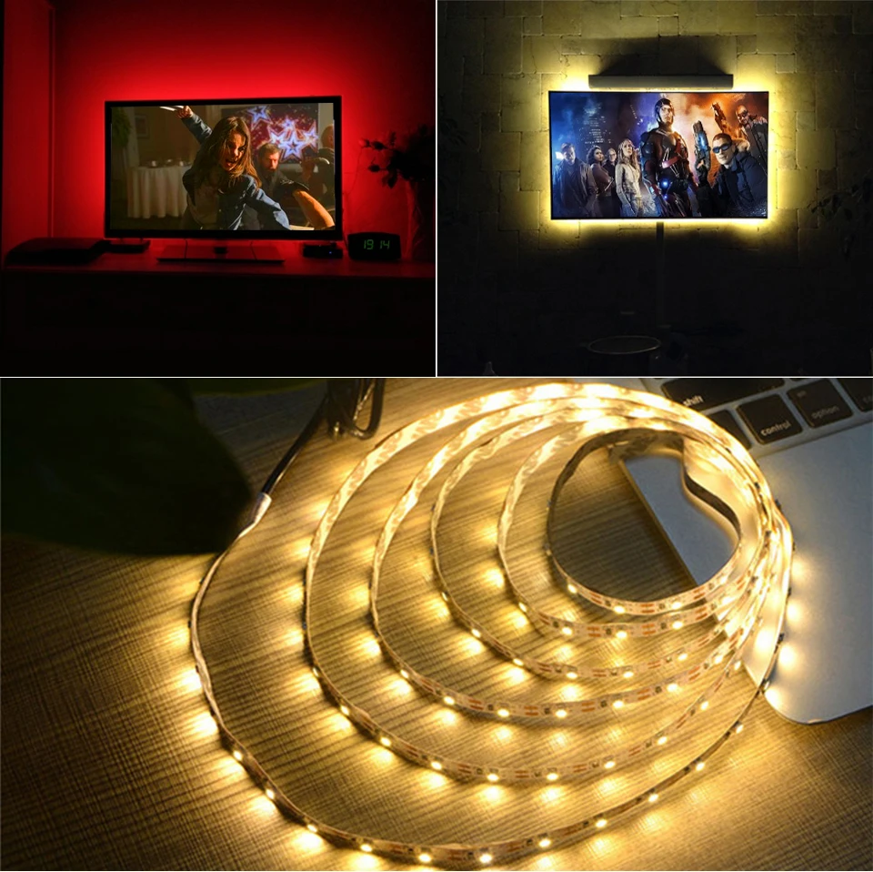 Goodland светодиодный светильник для Kicthen лампа 1 м 2 м 3 м 4 м 5 м RGB Светодиодная лента USB для шкафа Шкаф подсветка ТВ