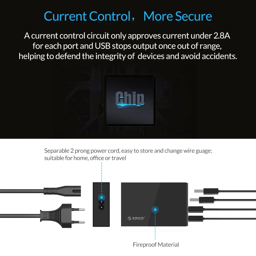 ORICO 4/5 порт QC2.0 Быстрая зарядка 2,0 смарт настольный USB ЗУ для мобильного телефона универсальное быстрое зарядное устройство для samsung iPhone x 8 plus