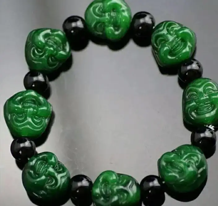 

Emerald green green Single Face Buddha head string DIY jewelry free shipping