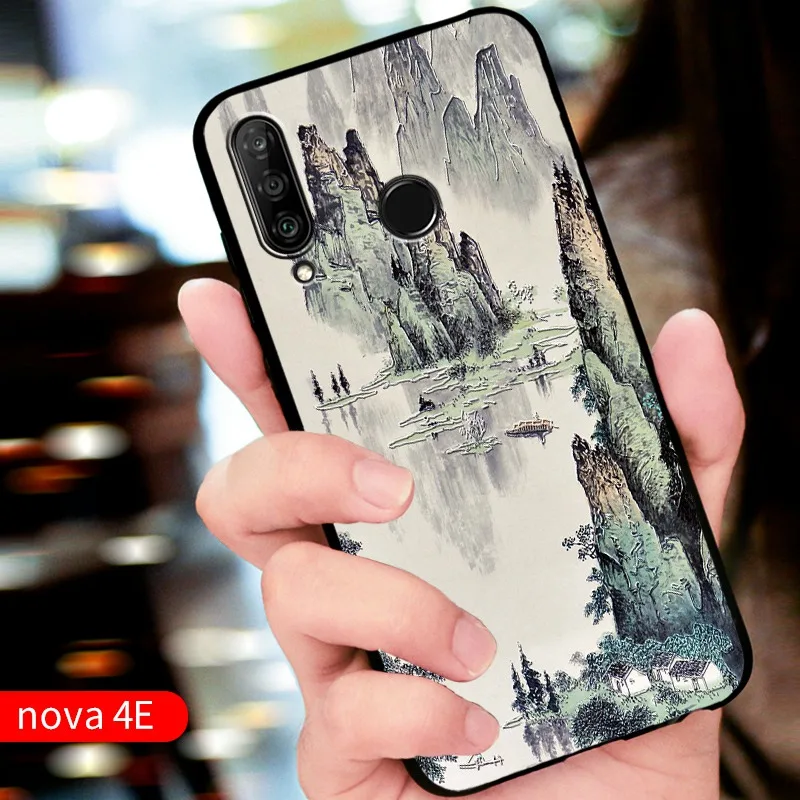 Рельефный Винтажный чехол в японском и восточном стиле для Huawei nova 4e (P30 Lite P30Lite)