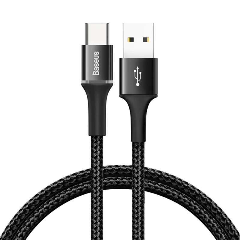 Black Baseus usb type-C кабель для samsung Xiaomi Redmi Note 10 провод для быстрого заряда шнур USB-C зарядное устройство для мобильного телефона USBC type-c кабель 3 м - Цвет: Black