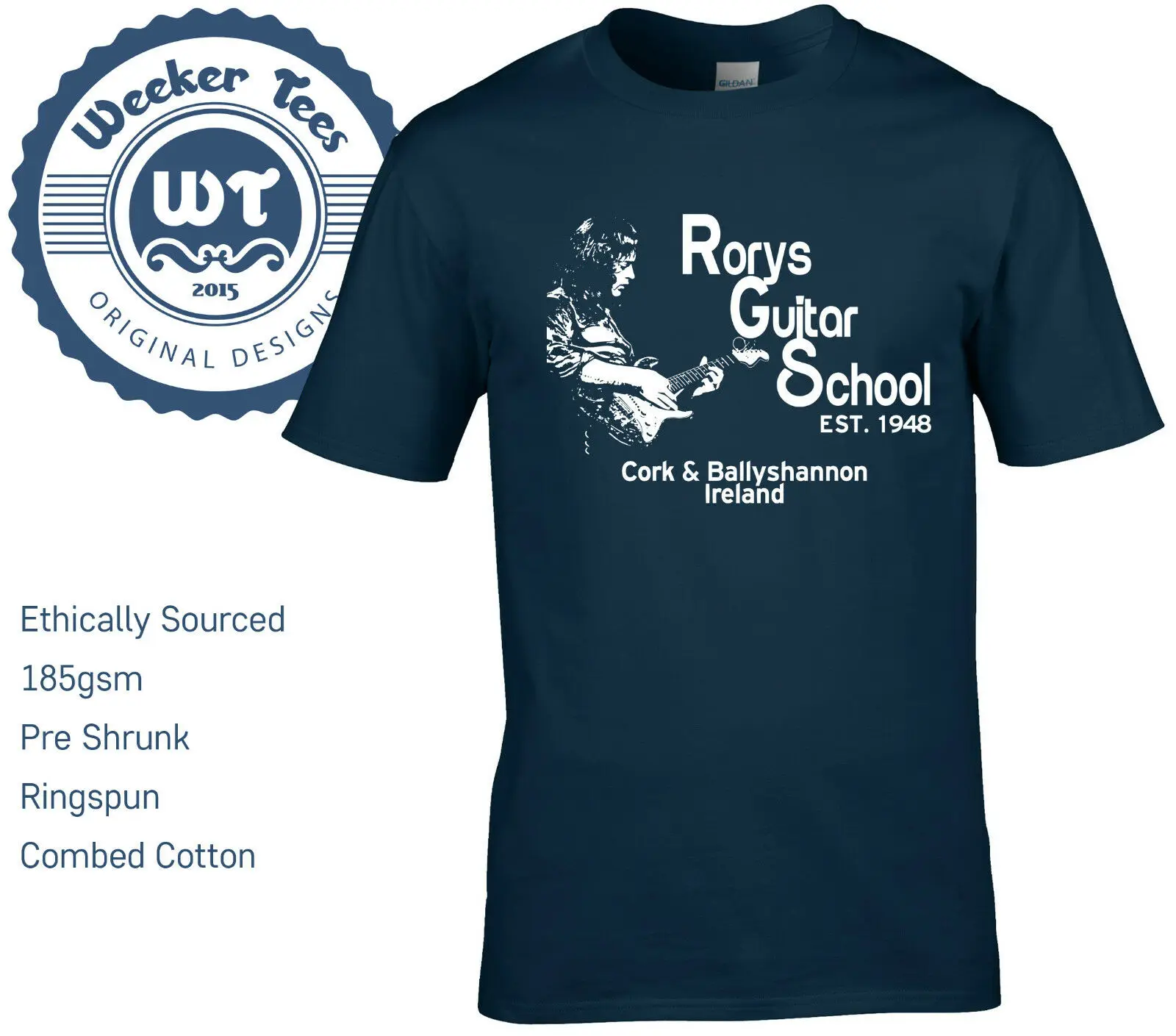 Новая футболка роры Галлахер дань Rorys Guitar School Ireland Мужская 2019 летняя 100% хлопковая