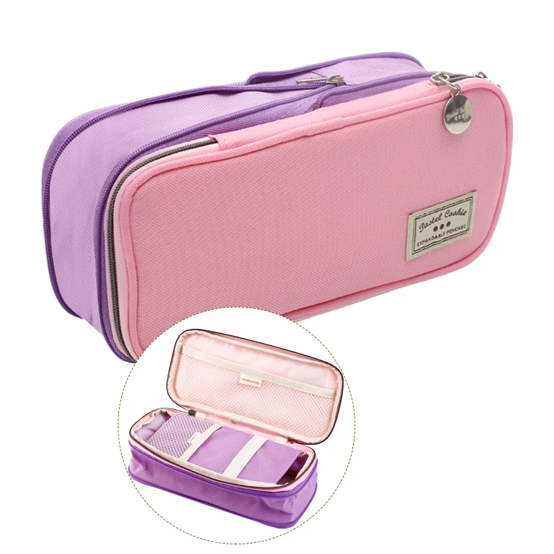 Pink purple KOKUYO Macaron пенал для карандашей, растягивающийся на молнии, Большой Вместительный пенал, милый пенал для карандашей, Kawaii, детский школьный пенал для ручек, Estuche Escolar - Цвет: Pink purple