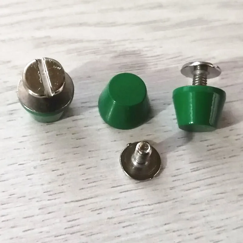 Зеленый XUNZHE 10 шт. ковш заклепки DIY винт с покрытием Медь плоская заклепка Кнопка багаж ножные кожаные винты металлические заклепки для одежды - Цвет: Зеленый