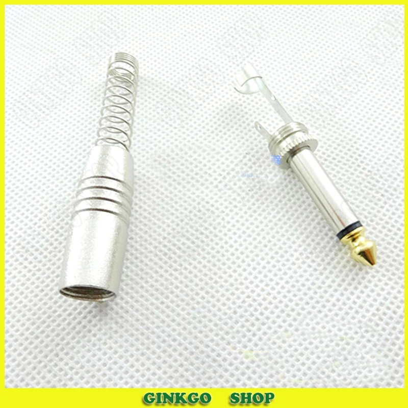 

50pcs/lot 6.35mm 6.5mm Microphone Audio Plug Single Sound Channel Mono Spring Connector TS Jack For LAIHE