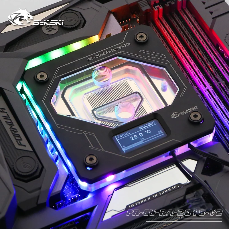 Блок процессора Bykski для Intel LGA 115x, 2011,2066 I7, кулер процессора водяного охлаждения, с дисплеем температуры, FR-CU-RA-V2