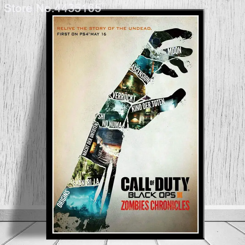 Синий Постеры и принты Call Duty Black Ops зомби Горячая игра Плакат стены искусства Картина на холсте, Украшение Современный - Цвет: Синий