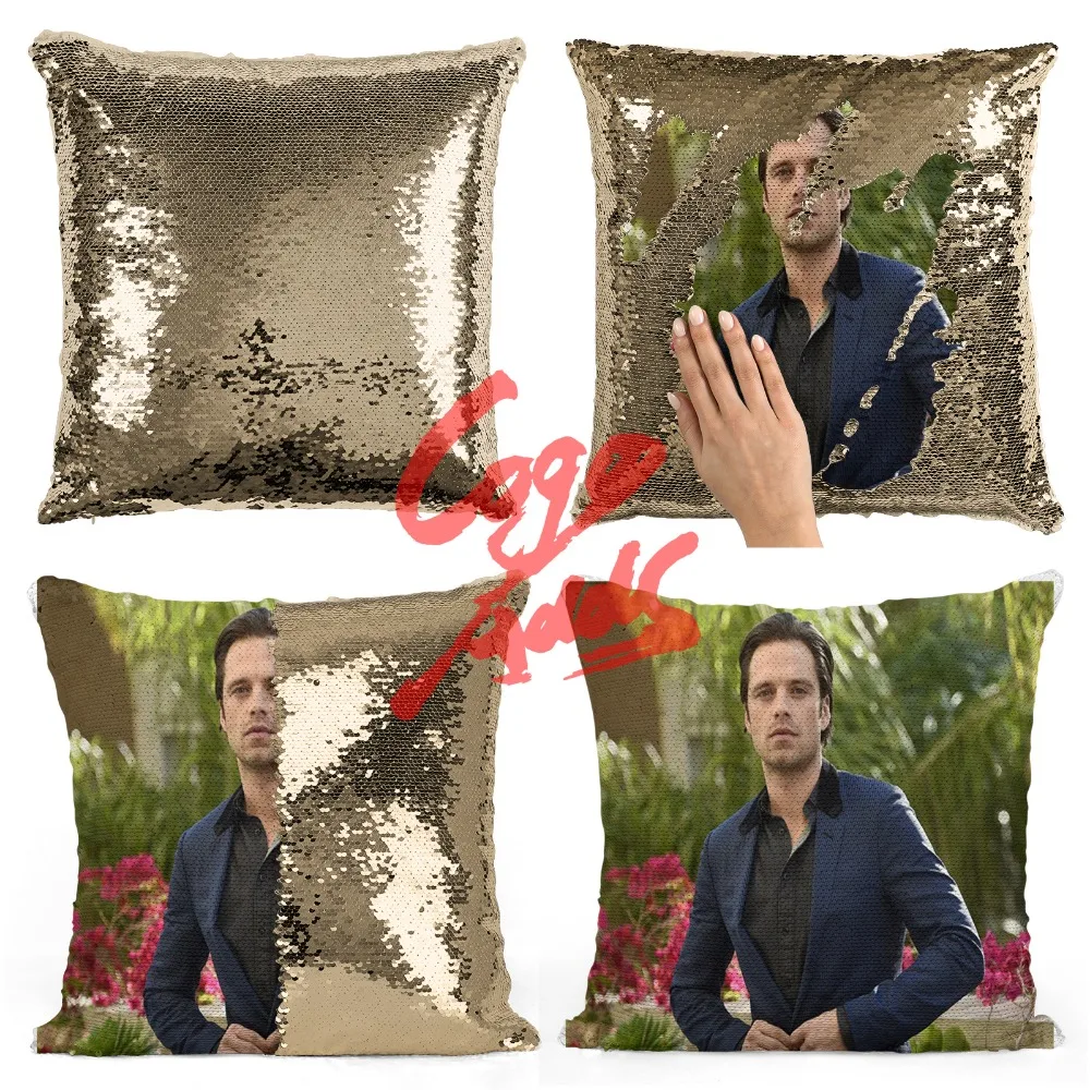 Себастьян Стэн на свадьбу день рождения фото подушка со стразами чехол Non