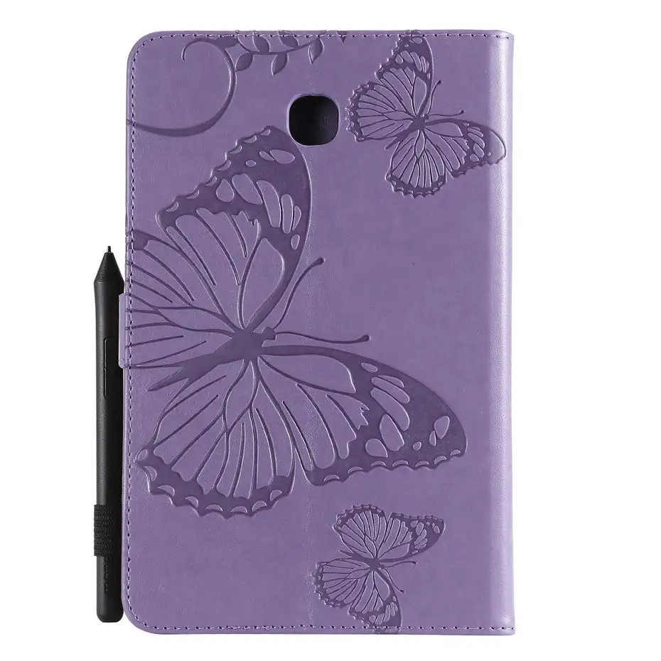 3D butterfly Flip Case for Samsung Galaxy Tab A 8.0 T387 T387V 2018 8.0&quot Funda Tablet PU Leather Cover Stand Shell +Stylus+film |