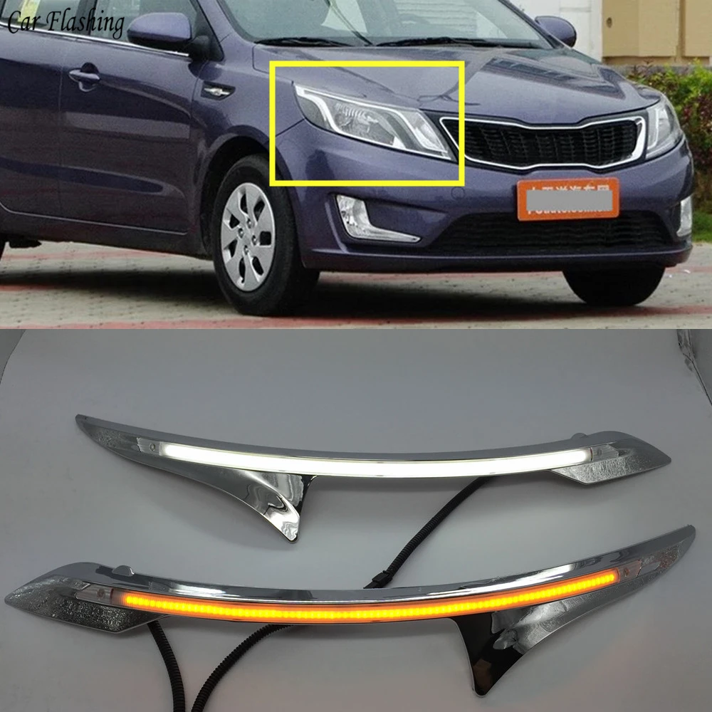 2 шт. светодиодный DRL Дневной светильник желтый указатель поворота реле