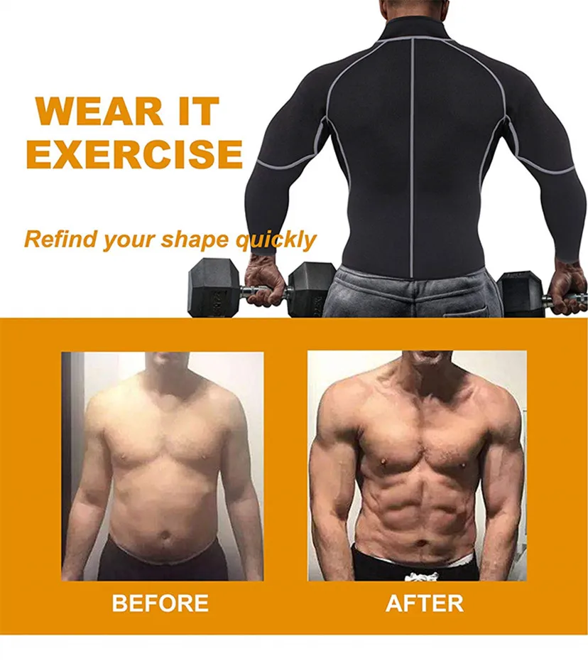 Men Neoprene Long Tops Underwear Men's Waist Trainer Undershirt Sweat Sauna Shirts Male Bodyshaper Fitness Fitness Singlets