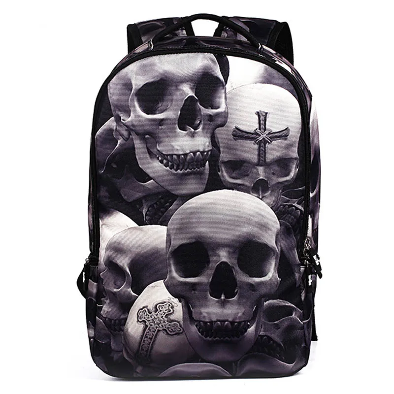 3D череп рюкзак для ноутбука большой емкости панк рок печати школьные сумки повседневные школьные ранцы для мальчиков - Цвет: Bronze