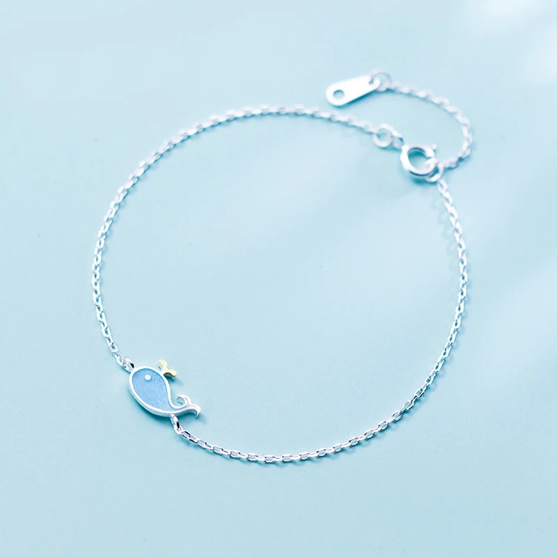 

Женские браслеты MloveAcc из серебра 925 пробы, милые летние браслеты-цепочки с синим Китом, ювелирные изделия, подарок на вечеринку