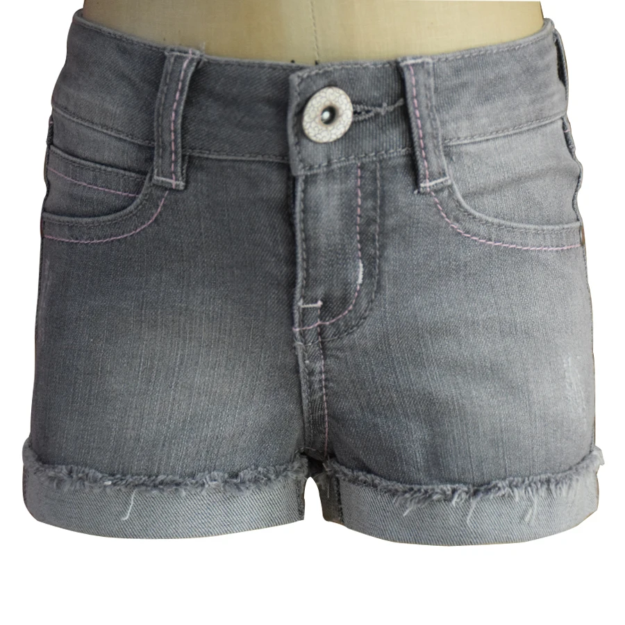 Летняя Новинка 2017 г. джинсовые шорты для девочек Дети Обувь серый Джинсы Короткие