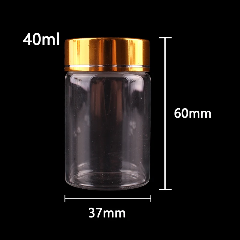 40ml 24x диаметр 37 мм 30 мл/40 мл/50 мл/60 мл прозрачные стеклянные бутылочки для специй банки Террариум с золотистая алюминиевая крышка свадебный подарок ремесло - Цвет: 40ml