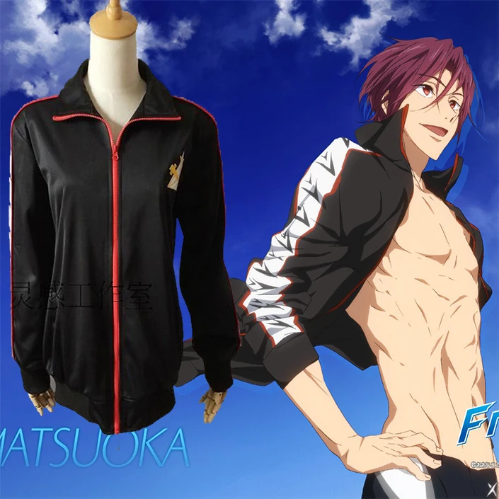 Аниме бесплатно! Мужской костюм для косплея Rin Matsuoka купальный Iwatobi клуба