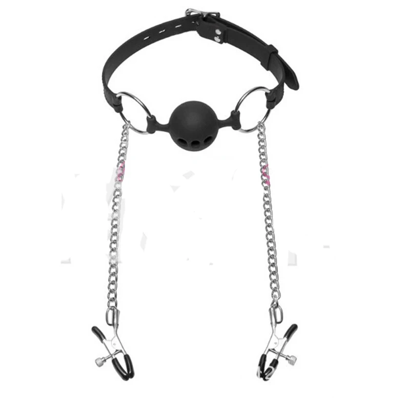 Секс товары для взрослых зажимы сосков регулируемая пробка рта кляп с зажимами