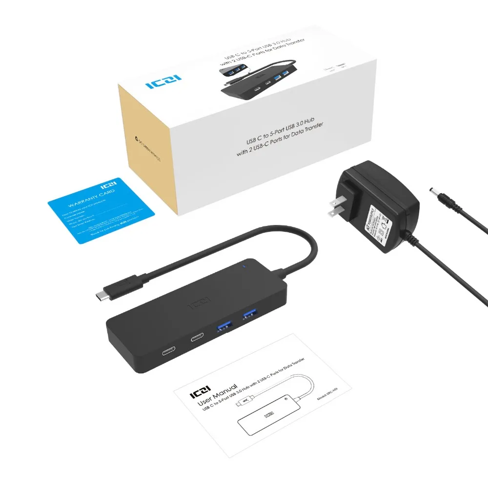 ICZI 7 в 1 USB C HUB type C к USB 3,0 type-C переходник для передачи данных с блоком питания для Macbook Air Macbook Pro