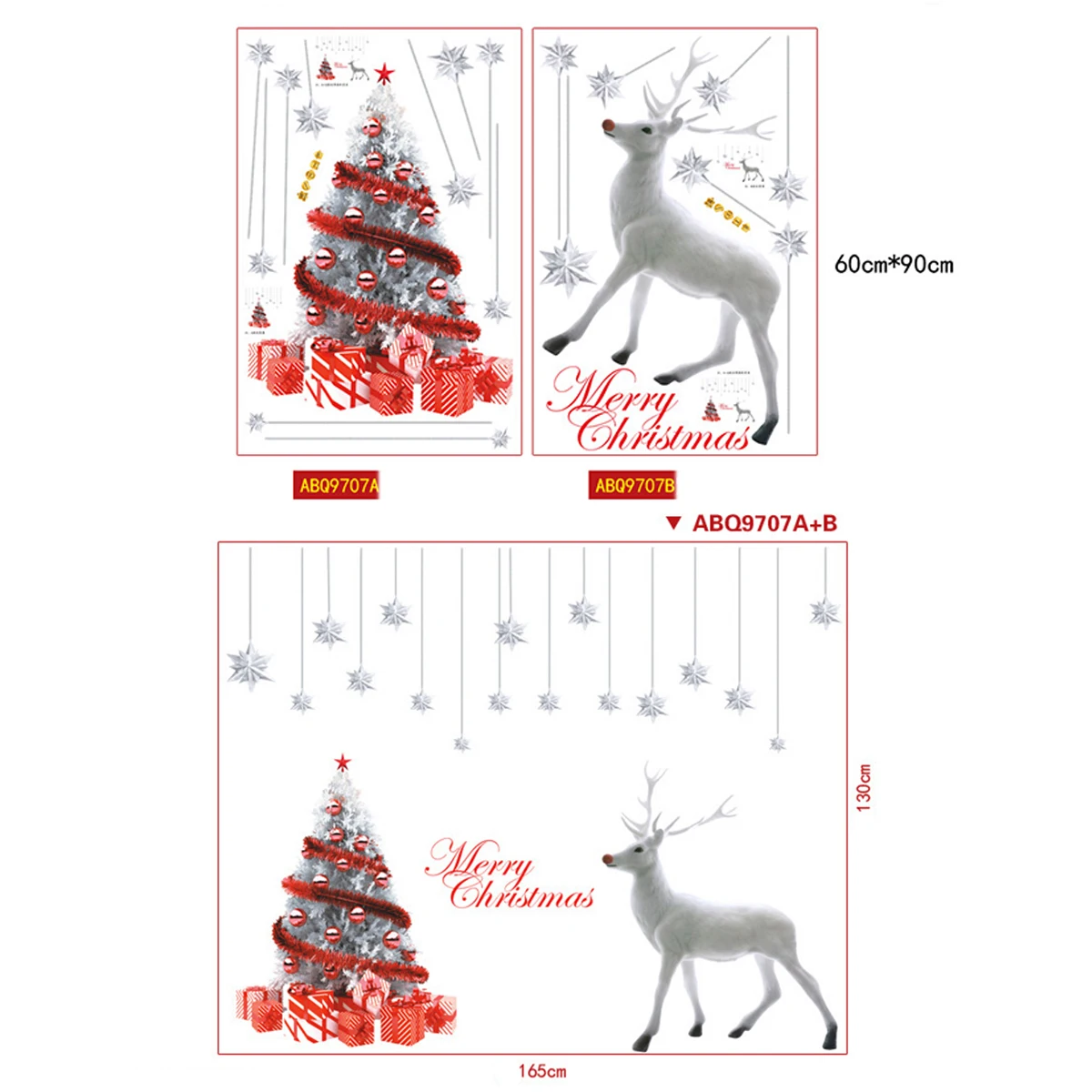 Наклейки на стены Съемный Фрески Рождество стену для окна украшения дома 60x90 см
