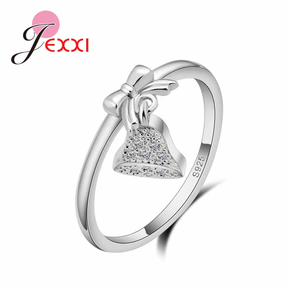 Брендовые простые кольца с милым бантом маленькие подвески женские 925 пробы