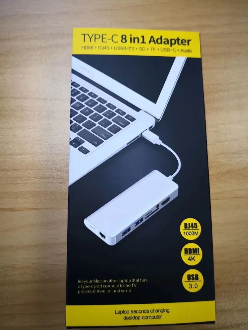 TYPE C 8 в 1 адаптер HDMI + RJ45 USB USB3.0 * 2 SD TF аудио компактный и умный делает вашу цифровую