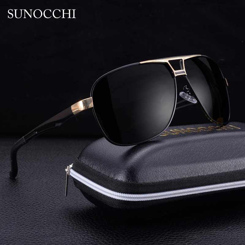SUNOCCHI Мужские солнечные очки больших размеров поляризованные Uv400 Высокое