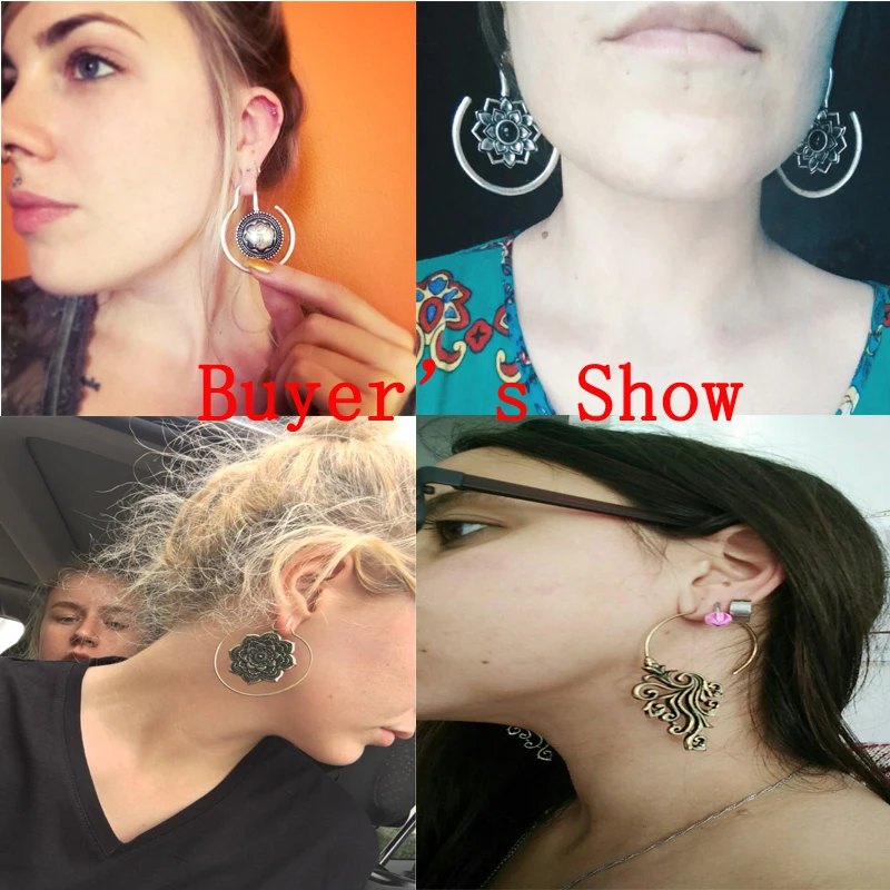 2 шт., латунные серьги для ушей, смешанные, iиндийские, племенные, конусные, расширительные пробки, ушные серьги, ювелирные изделия для тела