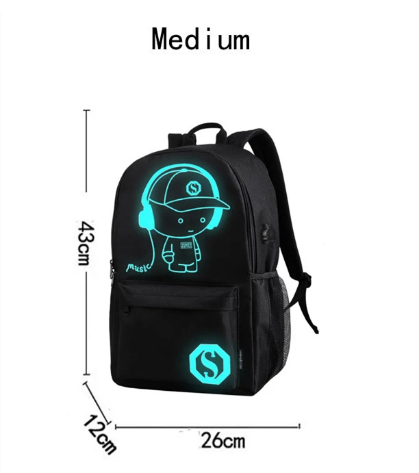 Medium Size Aelicy, школьный рюкзак, студенческий, светящийся, анимация, школьные сумки для подростка, USB зарядка, компьютер, Противоугонный, рюкзак для ноутбука, сумка - Цвет: Medium Size