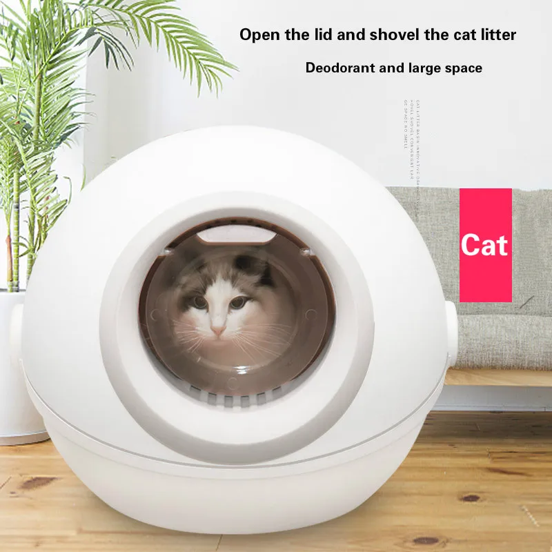 

Roll tail / CURLY TAIL litter box fully closed flip large anti-splash deodorant cat with elf ball
