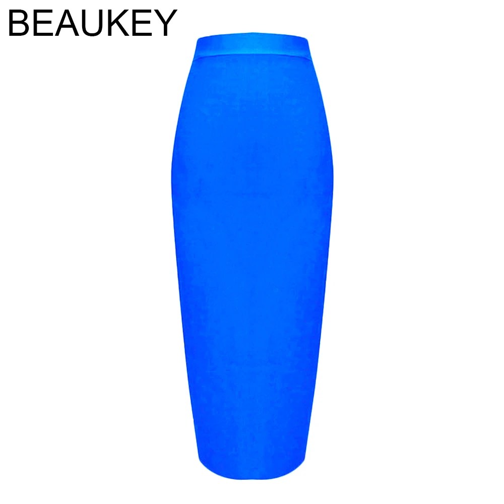 Женская юбка карандаш с разрезом BEAUKEY черная обтягивающая до середины икры