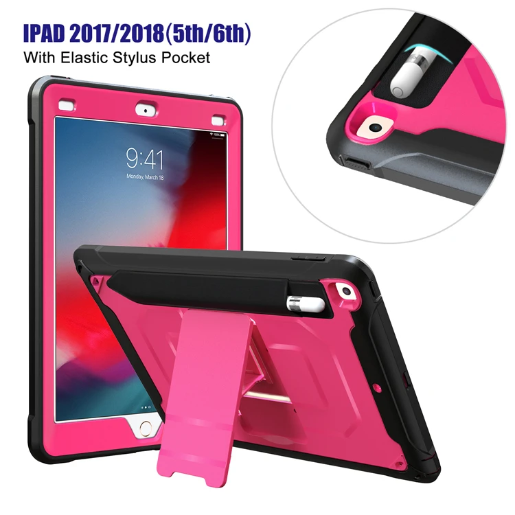 Чехол с держателем для карандашей Ruged для apple ipad 9,7, для планшета, для детей, для друзей, противоударный защитный чехол с подставкой, наплечный ремень, для улицы, для автомобиля