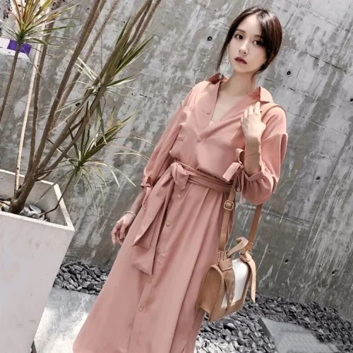 Женское короткое платье с поясом на запястье повседневное однобортное трапеция