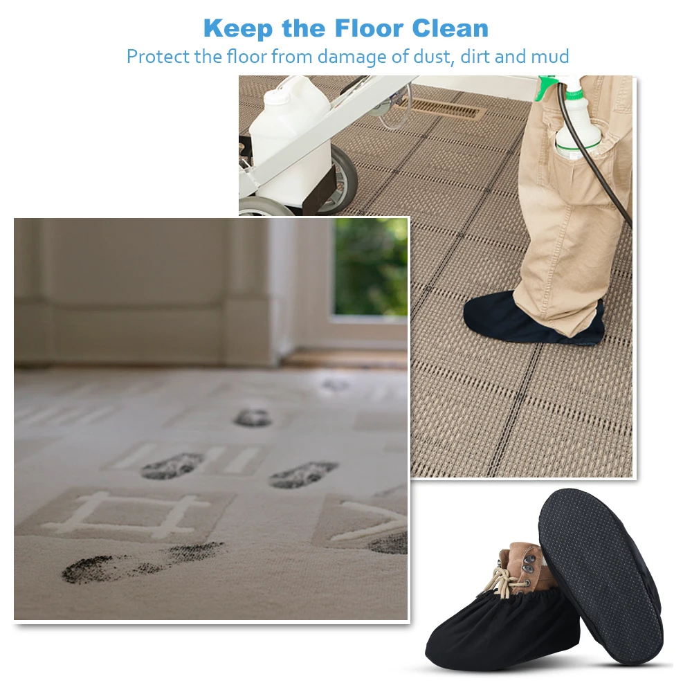 Demine Shoes Covers for Shoe Dust Proof Washable Reusable Flat Ankle Elastic Boot Cover Men Women Indoor Overshoes Accessories