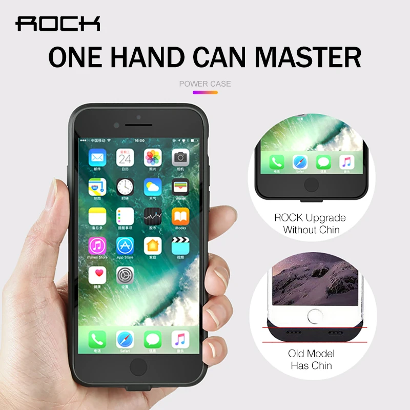 ROCK для iphone 7 корпус батареи 2500 мАч Внешний Аккумулятор Чехол Ультра тонкий