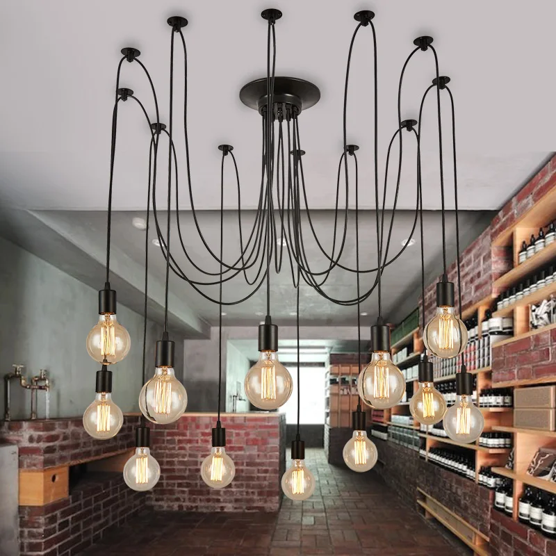 

Loft Retro big Spider Chandelier Lighting DIY Lights Edison Retro vintage E27 AC 110V 220V black lighting chandeliers